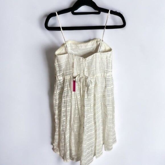 Tracey Reese Sheer Solid Stripes High/Low Strapless Dress in White New with tag - Picture 4 of 10